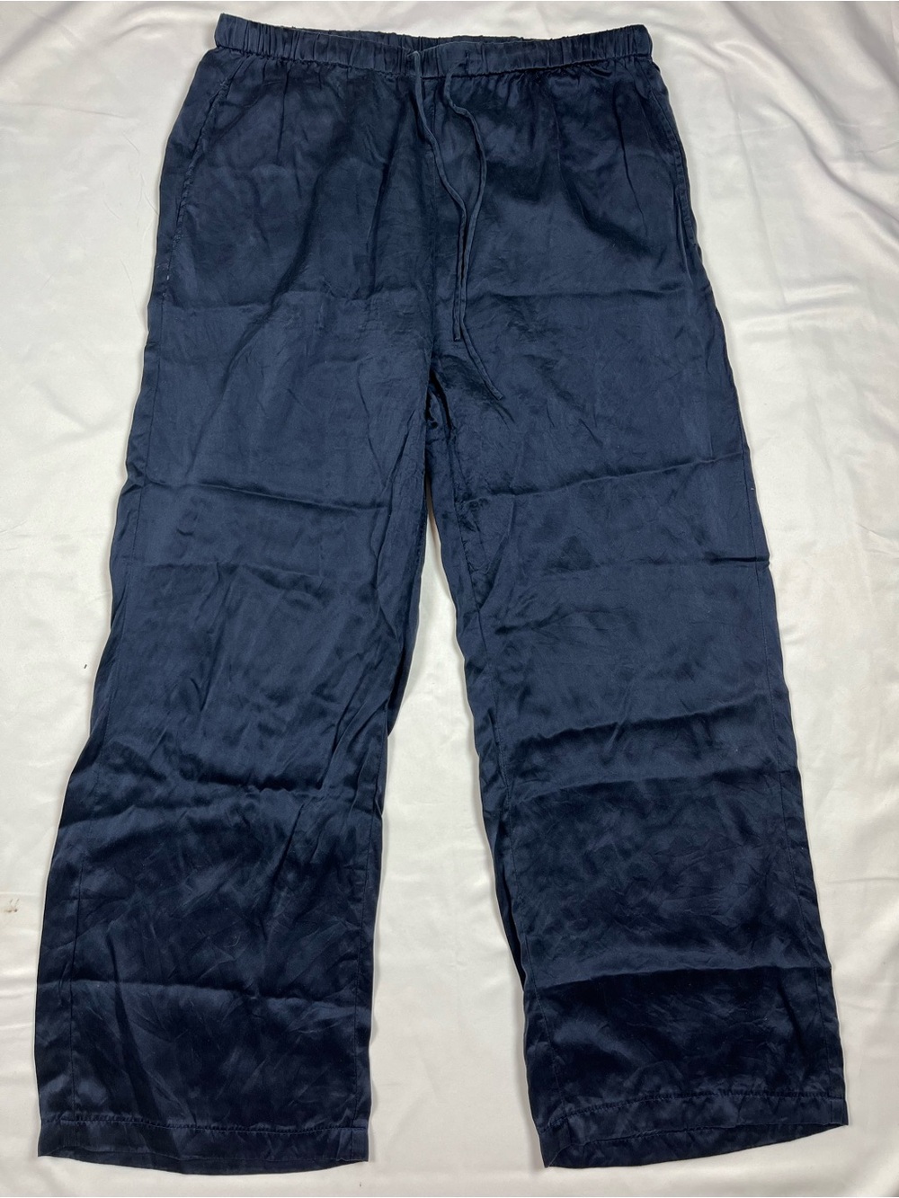 Quince Washable Silk Wide Leg Pants Women’s M Elastic Pull On Navy